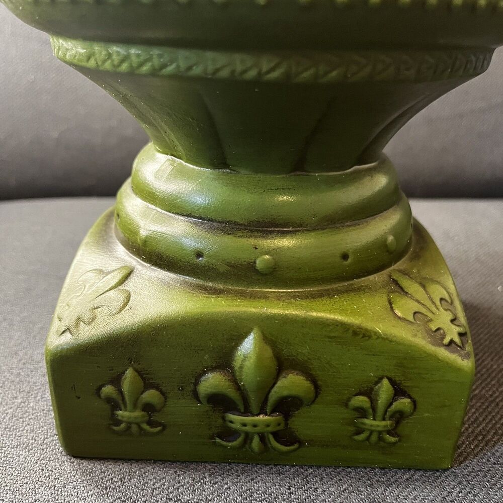Vintage Green Pillar Candle Holder Boho Parma Embossed Chunky 70s Decor Xmas - Picture 9 of 10